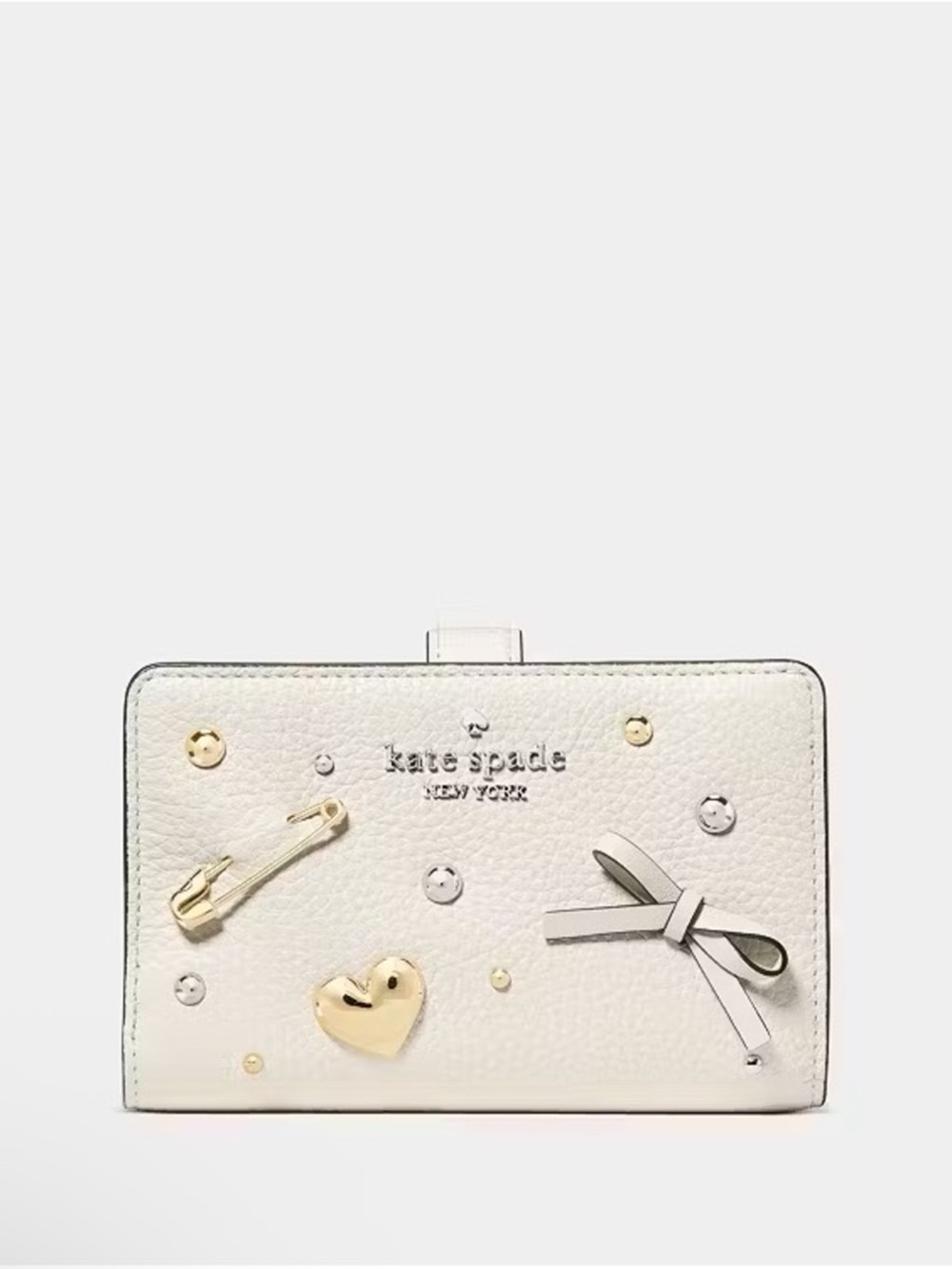 Kate Spade Charmed Studs Medium Bifold Wallet Meringue